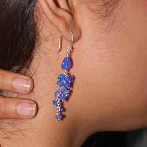 Pendientes colgantes de ópalo etíope azul Vintage para mujer con cuentas con racimo de ópalo de fuego natural y cuentas caídas - Product Image 2