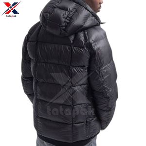 Winter Heavyweight High Street Woolen <b>Jacket</b> <b>Men</b> Custom Plus Size Bubble Embossed POLYESTER/NYLON Puffer Hood Zipper Closure - Product Image 2