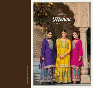 Costume de palazzo avec chinon lourd et travail de broderie complexe idéal pour les mariages, les événements culturels et les occasions festives - Product Image 5