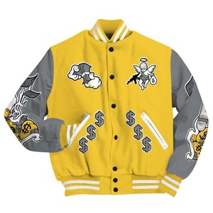 Chaqueta Varsity Premium OEM de Mezcla de Lana con Cuello Alto y Parche de Chenilla con Logotipo Personalizado para Equipos y Marcas - Pedido al por Mayor - Product Image 3