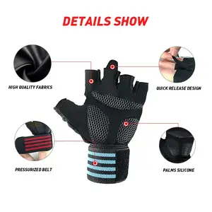 Gants de musculation avec protection complète de la paume, gants de musculation avec enveloppements de poignet, soutien pour les gants de sport, salle de sport - Product Image 2