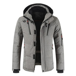 Veste bouffante hommes noir chaud fermeture éclair à capuche veste bouffante en gros hiver Streetwear Polyester veste séchage rapide pour hommes - Product Image 3