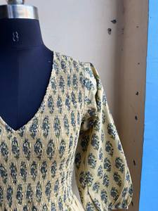 Main Bloc Imprimé Indien Coton Robe 100% Floral Brodé Tuniques Style Décontracté Maxi Longueur Robe - Product Image 5