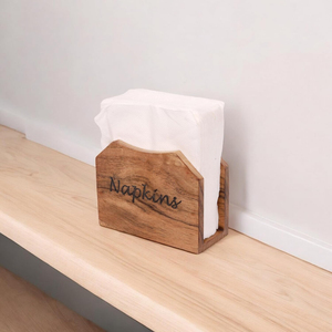 Porte-serviettes droit en bois au design moderne Porte-serviettes en bois fabriqué à la main avec incrustation de feuilles pour la décoration de la maison ou de la fête - Product Image 4
