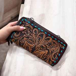 Women's Lady <b>Vintage</b> Bohemian Lightweight Summer <b>Clutch</b> <b>Bag</b> Genuine Leather Hand Tooling Carving New Design Hot Selling - Product Image 5