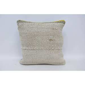 Almohada de retazos de lana de macramé Beige, cojín decorativo de 18x18 pulgadas, tejido bordado, Forma cuadrada Vintage, asiento de tela ligera para el hogar - Product Image 1