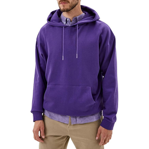 Sweat-shirt à capuche pour homme, violet, coupe classique, en molleton de coton, décontracté, avec poche, pour l'automne - Product Image 2