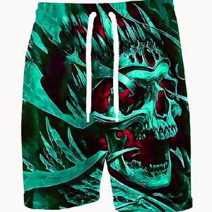 Summer Men's Skull 3D Pattern Comfy <b>Shorts</b> Oversized Casual Elastic Waist Drawstring <b>Shorts</b> Beach And Basketball Sport <b>Shorts</b> - Product Image 6
