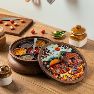 Boîte à épices en bois multi-compartiments pour une utilisation en cuisine propre et simple, boîte organisateur d'épices en bois robuste par AALIYAN IMPEX - Product Image 6