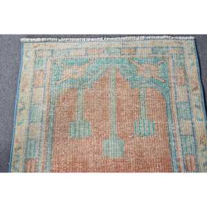 Tapis en Laine Patchwork Bleu Orange Vintage 2.4x4.9ft Tissage Plat Turc pour Décoration de Salon Largeur 4m avec Support en Latex - Product Image 5