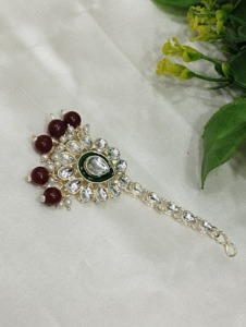 Trending Fancy Collection Rose Silver-Plated Kundan Bridal Choker <b>Necklace</b> <b>Set</b> with Green Enamel & <b>Pearl</b> Drop Jhumka Earrings - Product Image 4