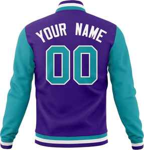 Chaqueta universitaria unisex lana Melton y cuero genuino chaqueta con letras personalizada azul bordado al por mayor mejores chaquetas - Product Image 2