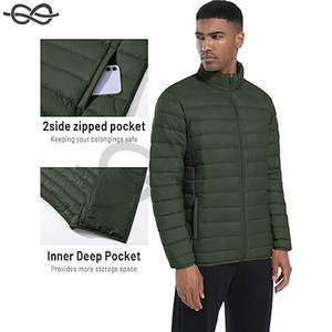 Chaquetas acolchadas ligeras para hombre, chaqueta de invierno hinchada cálida con cuello levantado, Abrigo acolchado repelente al agua a prueba de viento para clima frío - Product Image 5