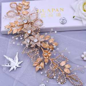 Bridella BHP282-G <b>Gold</b> Rhinestone Bridal <b>Headband</b> with Comfortable Fit for Weddings & Formal Events - Product Image 1