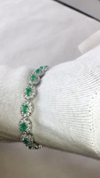 Bracelet à maillons en argent sterling 925 avec pierre précieuse zircon naturel de qualité AAA, taille baguette, certifié IGI, design tendance pour femme, idéal pour les soirées