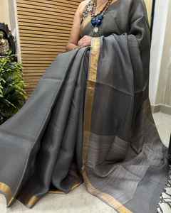 Sari de Seda Kota Doriya Gris Premium para Mujer, Diseño Elegante, Adecuado para Celebraciones y Ocasiones Especiales, de la India - Product Image 5