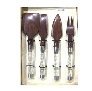 Cortador de herramientas de queso de diseño moderno, acero inoxidable de alta calidad con mango de ratán, Juego de 4 piezas para uso doméstico en la cocina - Product Image 4