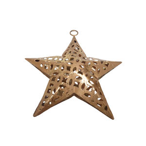 Nueva estrella colgante de hierro decorativa decoración de pared de estrella con acabado de cobre para Navidad hecha a mano al por mayor a granel - Product Image 1
