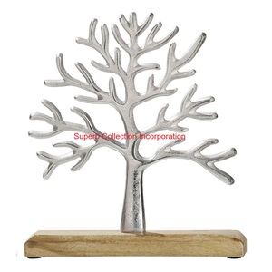 Escultura de árbol de Metal moderna con acento decorativo artesanal único, Base de madera Natural con decoración de mesa elegante para el hogar y la Oficina - Product Image 2