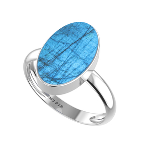 Bague de fiançailles unisexe en argent sterling 925, finition haut de gamme, sertie de labradorite naturelle, forme poire ovale, style classique, positif - Product Image 4