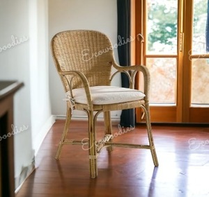 Chaise de salle à manger avec accoudoir design de luxe chaise de salon chaise en osier et bambou naturel assise de style moderne - Product Image 6