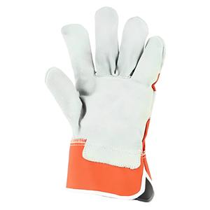 Guantes de trabajo de alta resistencia con puño de goma, guantes de aparejo canadienses industriales, protección de manos de seguridad dividida de cuero de vaca - Product Image 4