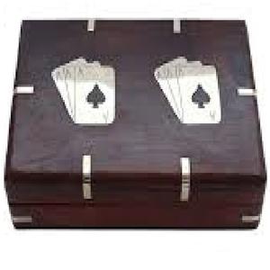 Handmade Wooden Playing <b>Card</b> <b>Storage</b> <b>Box</b> Decorative 2-Packet <b>Card</b> Holder - Product Image 1