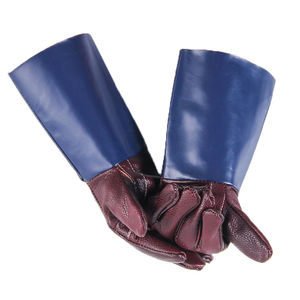 Guantes de seguridad de soldador naranja OEM con forro polar de algodón de cuero dividido de vaca tubería naranja - Product Image 3