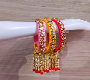 Indian <b>Wedding</b> Bangle Set With Stones & Pearl Work <b>Wedding</b> Bangles Indian Jewelry Bridal Bangles <b>Wedding</b> Navratri Bollywood - Product Image 6