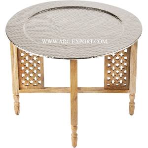 Mesa marroquí de forma redonda hecha a mano de acero inoxidable, mesa marroquí lateral de gran tamaño para sala de estar y granja, precio competitivo - Product Image 5