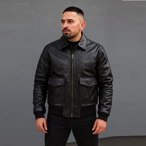 Blouson aviateur vintage sur mesure, taille personnalisée, OEM, fin, doublure en cuir véritable gaufré, chaud, pour l'hiver, uni, teint - Product Image 1