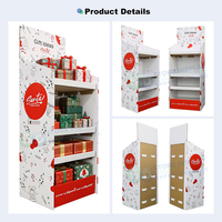 Expositor de Cartón Plegable Personalizado para Suelo, Estante de Exhibición de Cartón Corrugado para Navidad