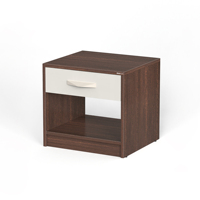 Hochwertiger Oliver Nachttisch aus Engineered Wood, Beistelltisch mit Stauraum und Schubladenlampe, Blumenständer für Schlafzimmer und Wohnmöbel