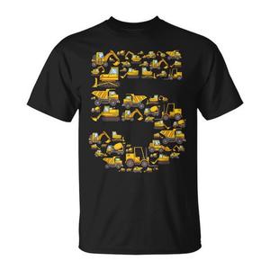 T-shirt con camion da costruzione, escavatore, bulldozer, per il 5° compleanno, design personalizzabile promozionale - Product Image 1