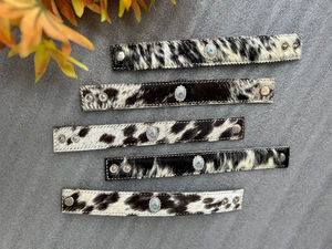 ใหม่หินเทอร์ควอยซ์และของแท้หนัง Cowhide สร้อยข้อมือเครื่องประดับตะวันตกปรับ Snap ผมบนซ่อนสร้อยข้อมือผู้หญิงสร้อยข้อมือ - Product Image 4