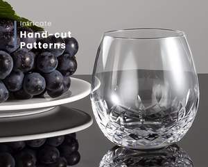 Verres à vin courts en forme de ballon, sans pied, en <span class=keywords><strong>cristal</strong></span> sans plomb, 502 ml, style classique, écologiques, réutilisables pour le vin, la bière, les fêtes - Product Image 5