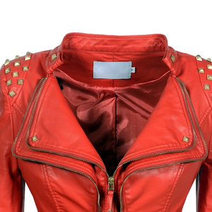 Veste en cuir pour femme avec fermeture éclair sur le devant, manches longues, vêtement d'extérieur tendance, idéale pour l'automne, l'hiver, le bureau et les tenues quotidiennes - Product Image 6