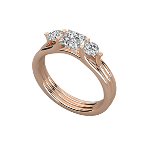 Anillo de Compromiso de Diamante Cultivado en Laboratorio con Baño de Oro de 14K y Platino/Plata de Luster Jewelry para Ella con Certificación IGI - Product Image 1
