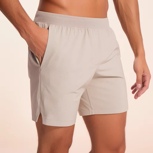 กางเกงขาสั้นออกกำลังกายสำหรับผู้ชายกางเกงขาสั้นระบายอากาศมีเชือกผูกสีทึบมีบริการ OEM ODM โลโก้ออกแบบได้ตามต้องการ - Product Image 5