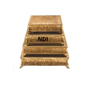 Diseño hecho a mano acabado dorado redondo comida pastel servidor soporte bodas fiesta cumpleaños pastel servir Metal pastel soporte - Product Image 3