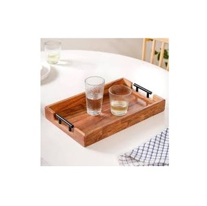 Plateau de service en bois Art déco de luxe fait à la main Design unique pour servir des aliments, du café et du thé pendant les mariages du Ramadan et le Diwali - Product Image 3