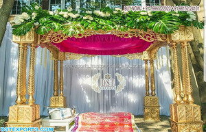 Decoración Romántica de Metal para Bodas, Mandap Metálico Moderno para Bodas, Decoración de Mandap Metálico con Velas para Bodas en Interiores, Reino Unido - Product Image 4
