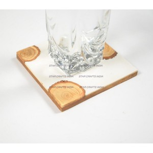 ที่รองชาแวววาวไม้อบแห้งและเรซินแบบทนความร้อนทำจากไม้รองแก้วไม้และถ้วยเรซินโดยดาวงานฝีมืออินเดีย - Product Image 2