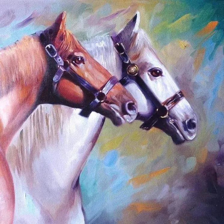 100%Handmade Horse Painting on Canvas for Home Decor wall art and paintings