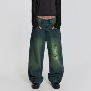 Men and Women's Streetwear <b>Baggy</b> Jeans Cross Hip Hop Style Lightweight Oversized Boyfriend Denim Pants - Product Image 4