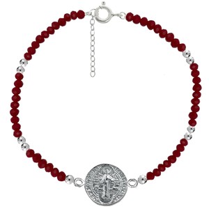 Miracolosi braccialetti di cristallo rosso vergine con perline fini - Product Image 1