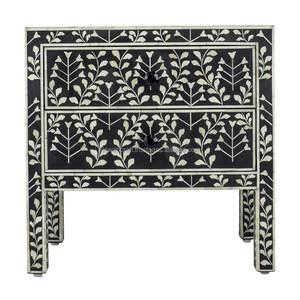 Bone Inlay Bedside Nightstand Bedsides In Black Bone Inlay Furniture Machine Made Bone Inlay 2-9 Drawer Sideboards - Product Image 6