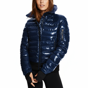 Blazer matelassé pour femme au design personnalisé, style décontracté à carreaux, imperméable, utilitaire, pour l'hiver, avec boutons - Product Image 1