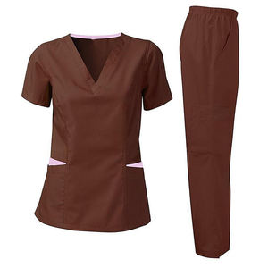 Ensemble de tenue médicale unisexe en tissu toile coton-polyester extensible avec fermeture éclair, comprenant un blouson de sport, un haut de travail, une veste polaire pour infirmière et un blouson à poches pour instruments. - Product Image 5