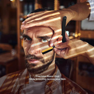 Navajas de Afeitar de Cuello Recto con Recubrimiento de Oro de 24K en Negro Mate para Hombre, Navajas de Afeitar Rectas de Primera Calidad para Hombre, Navajas de Afeitar Profesionales para Barberos - Product Image 6